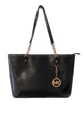 MICHAEL Michael Kors Jet Set Medium Chain Tote Bag – Black Saffiano Leather